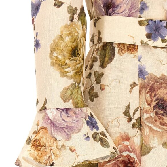 NWOT Zimmermann Luminosity Lyrical V Neck Bell Sleeve Floral  Mini Dress AU1 - Picture 5 of 9